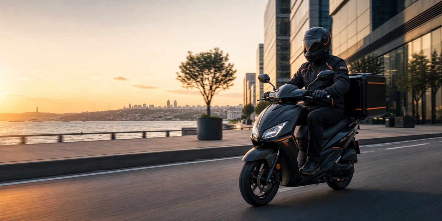 İstanbul moto kurye ve acil kurye hizmeti için şehir içinde ilerleyen 34 Express kurye